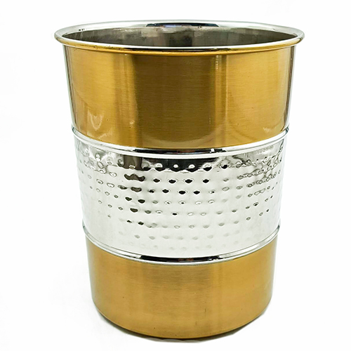UTENSIL HOLDER Gold AND SS HAMMERED