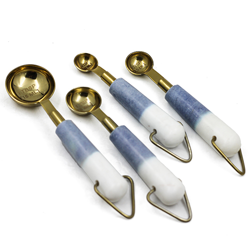 S4 Measuring Spns Grey Wht Marble Handle