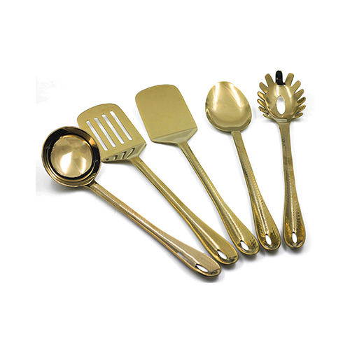 Kitchen Tool S5 PVD Gld Hndl Hmrd - Ladle, Sld Trnr, Slo Trnr, Spaghetti Srvr, Sld Spoon