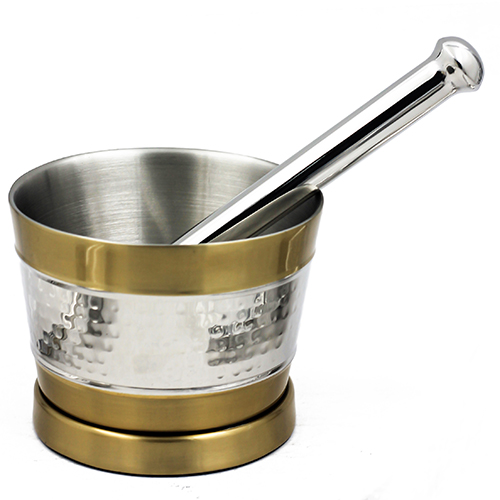 MORTAR AND PESTLE CENTRE HAMMERED Gold
