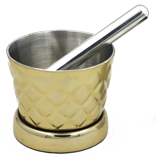 Mortar Pestle Gold Diamond Cuts
