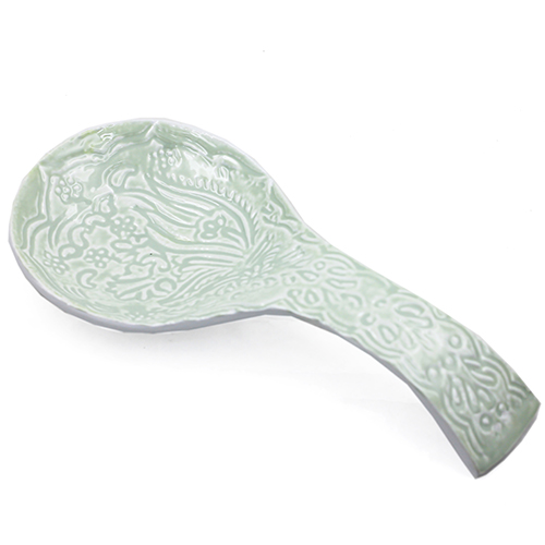 Alum Spoon Rest Enameled Light Green